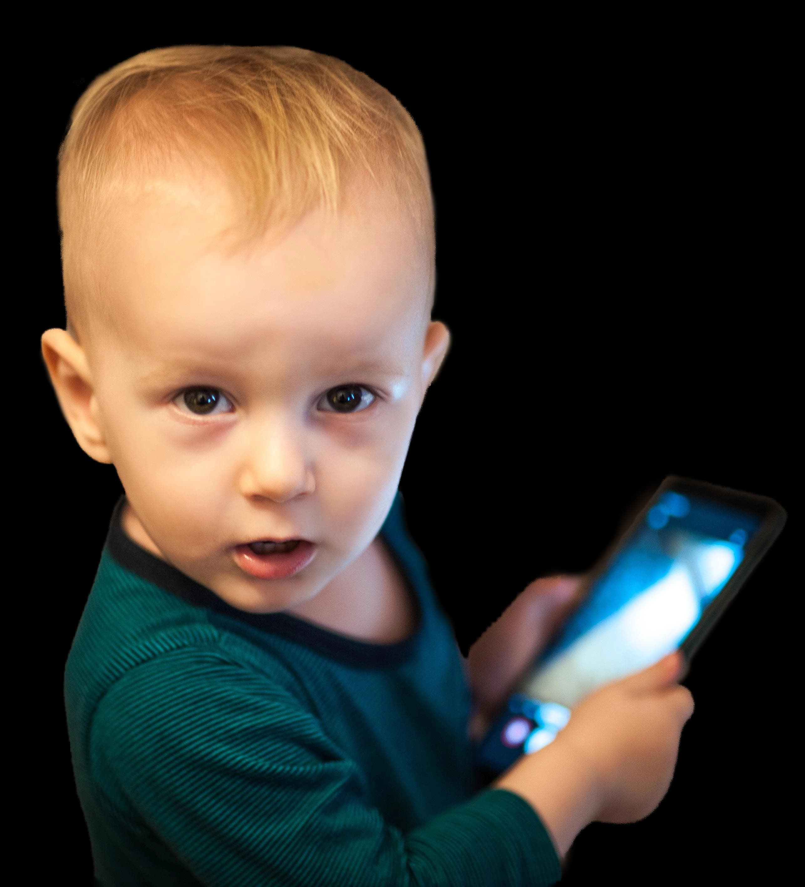 Toddler holding a phone
