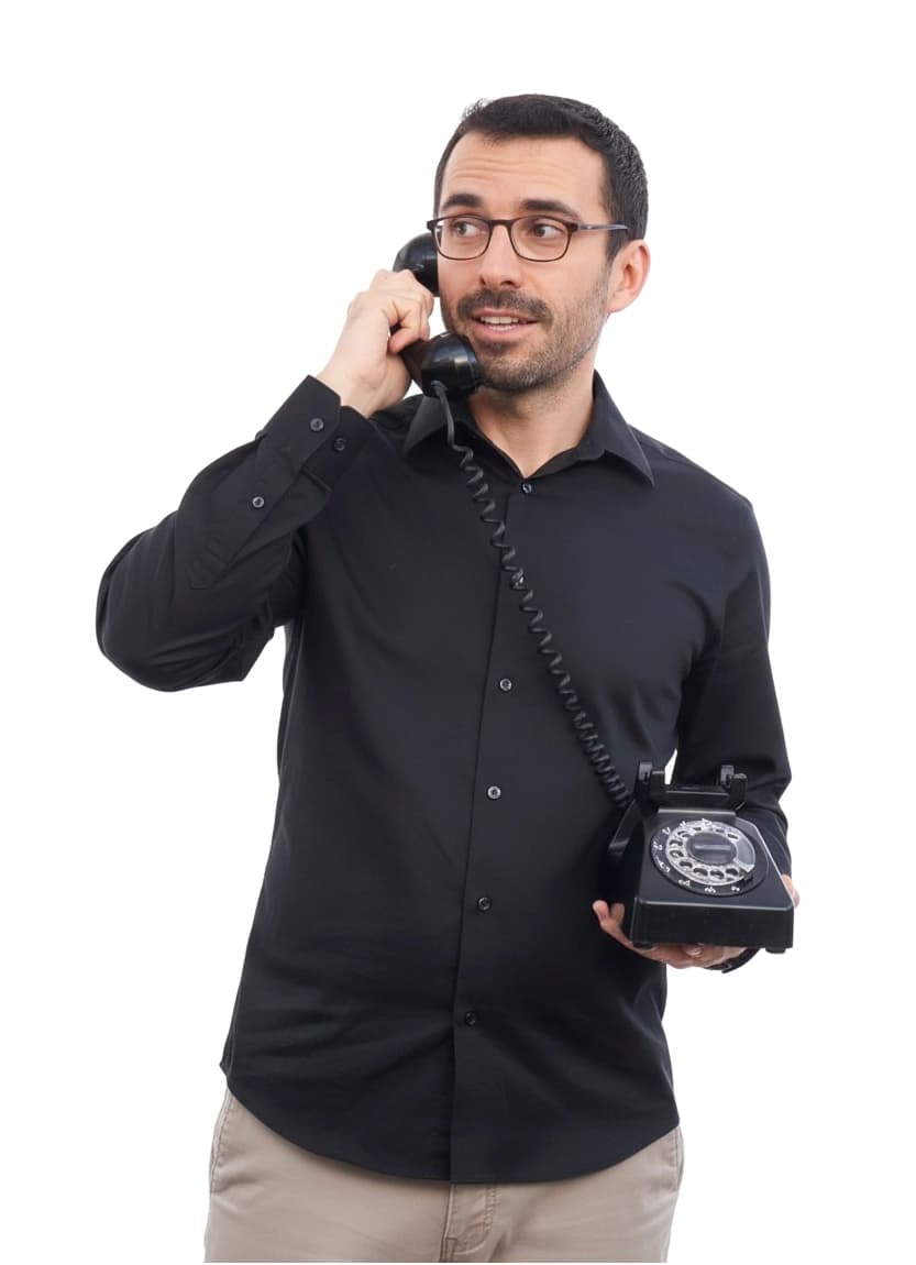 Sean on a rotary phone